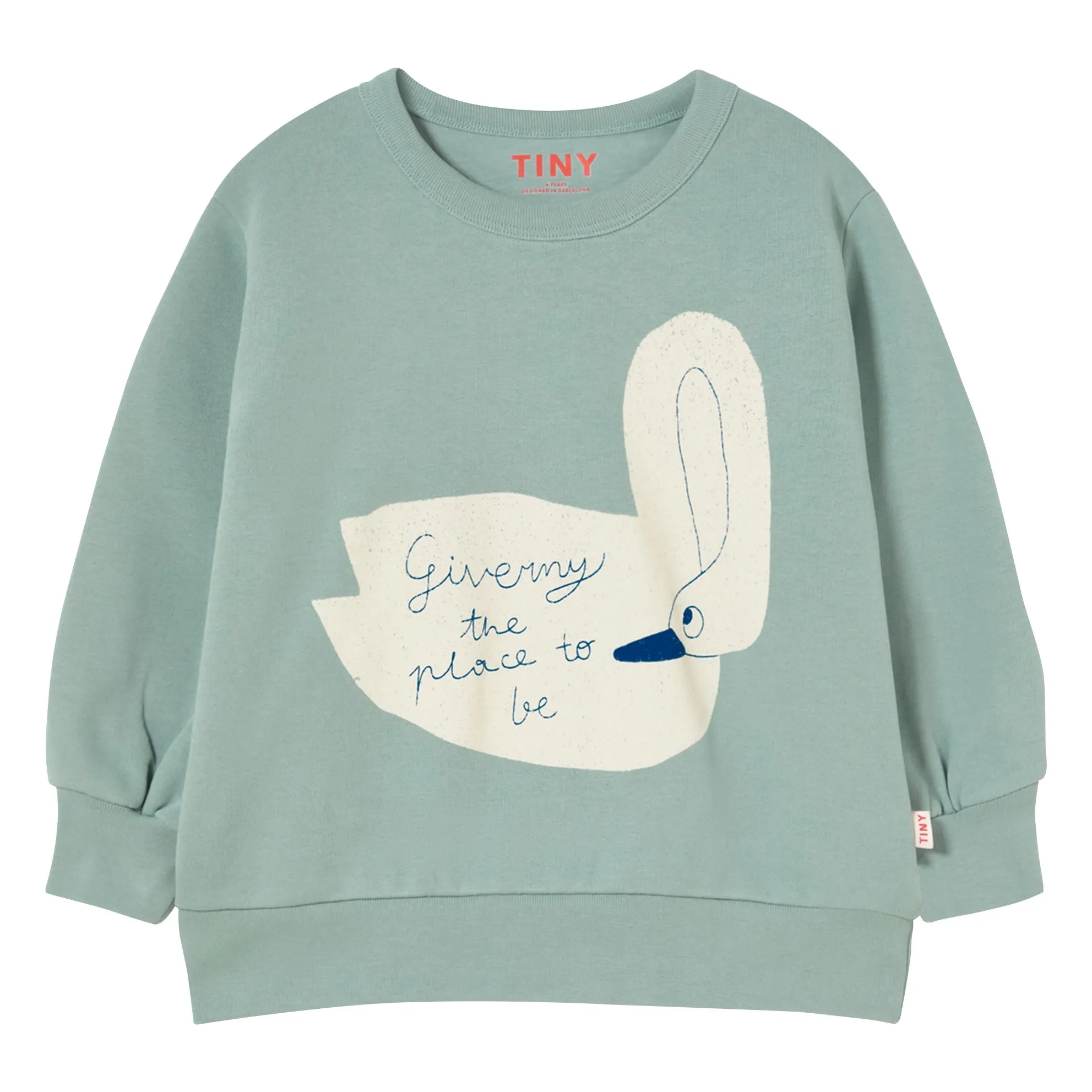 Tinycottons Grey Blue Swan Sweat Organic Cotton