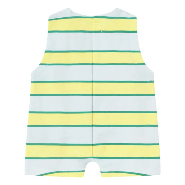 Combishort Rayée Coton Bio | Bleu pâle