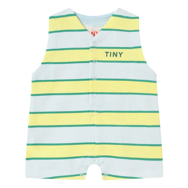 Combishort Rayée Coton Bio | Bleu pâle
