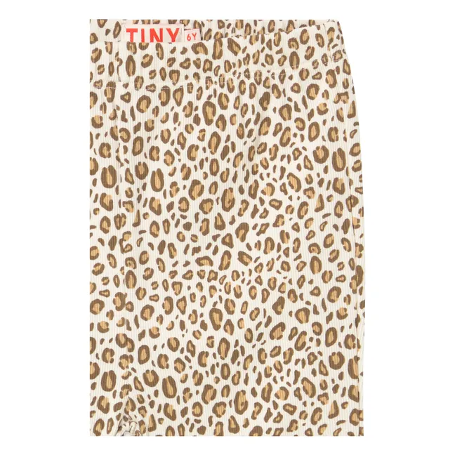 Pantalones acampanados de leopardo de algodón orgánico | Beige