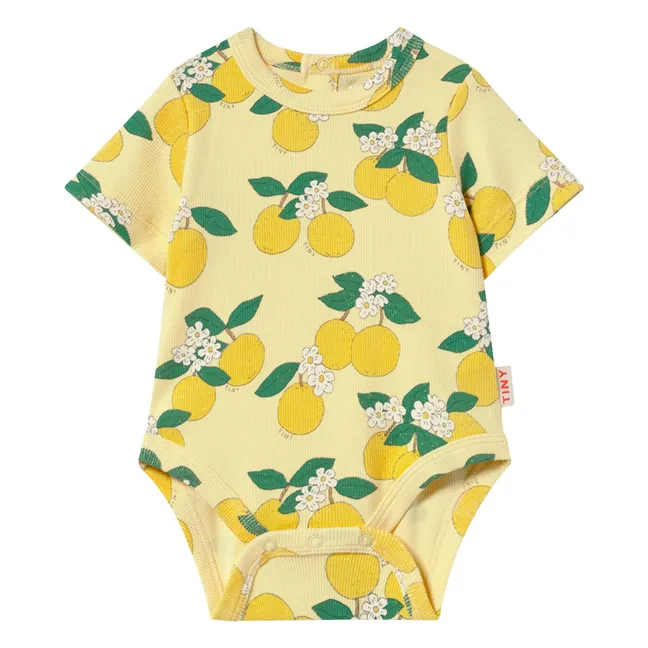 Body Côtelé Oranges Coton Bio | Jaune pâle