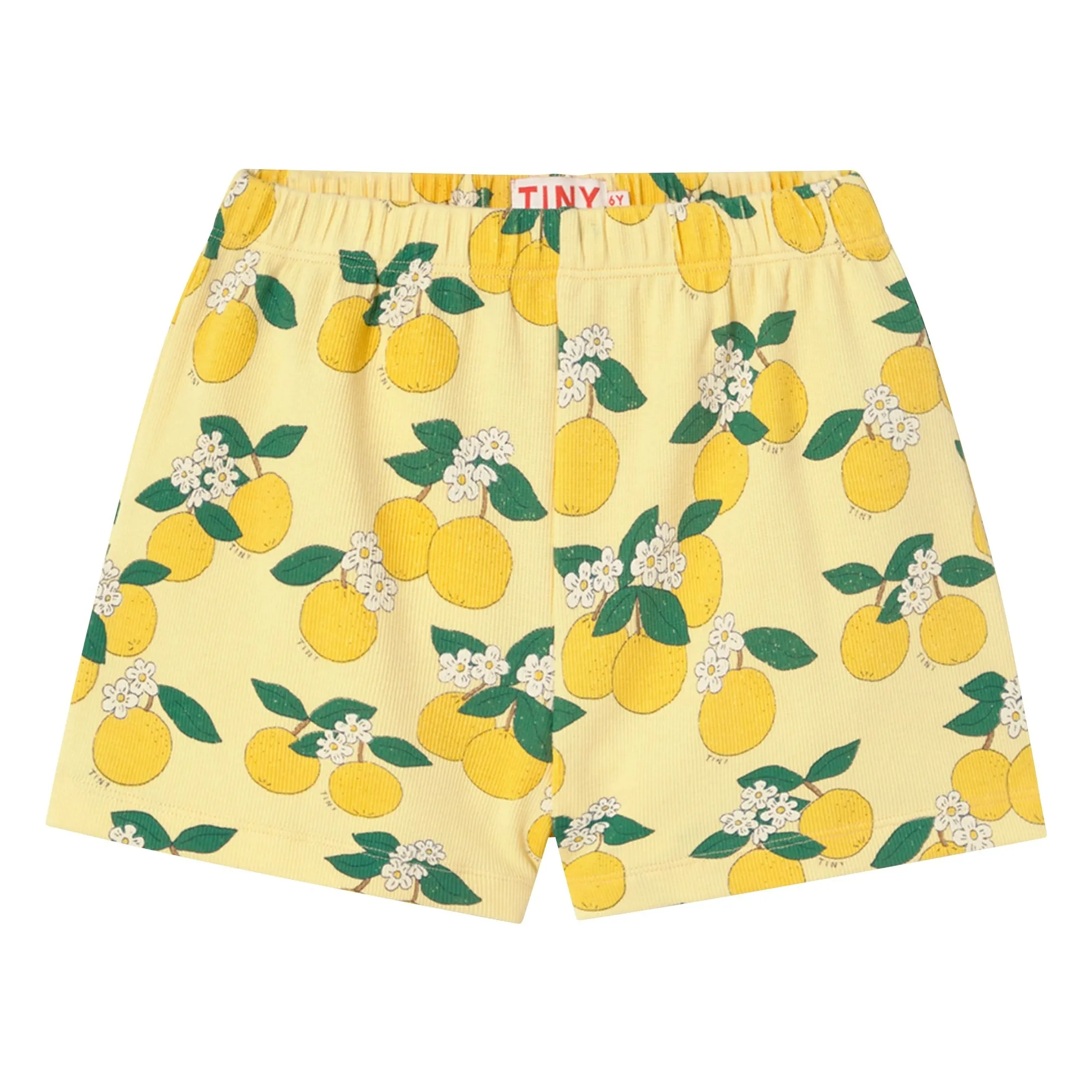 Tinycottons Pale Yellow Ribbed Shorts Orange Organic Cotton
