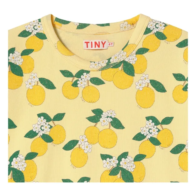 T-shirt Côtelé Oranges Coton Bio | Jaune pâle