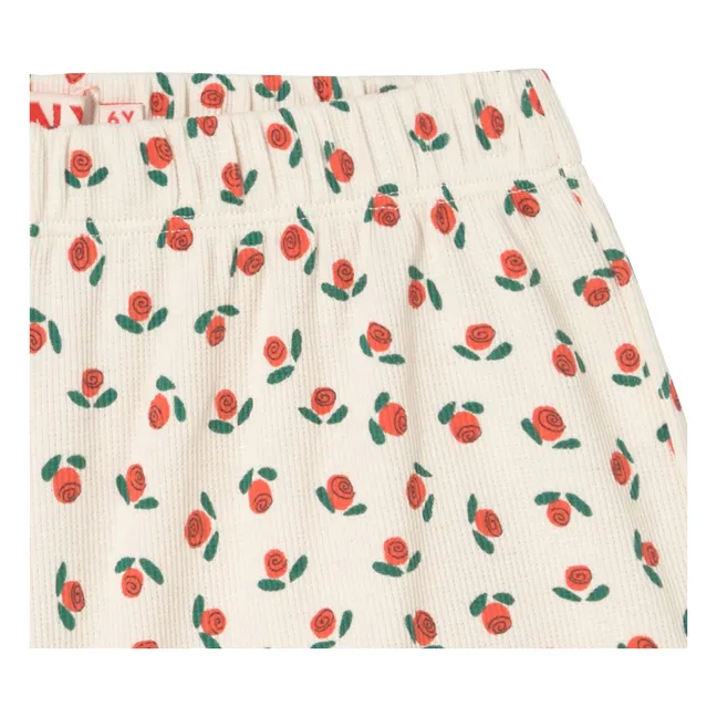 Short Côtelé Roses Coton Bio | Blanc