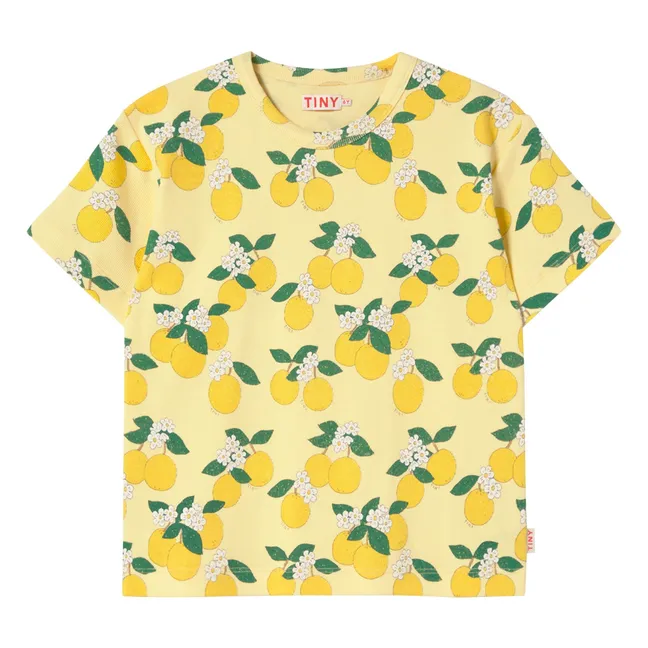 T-shirt Côtelé Oranges Coton Bio | Jaune pâle