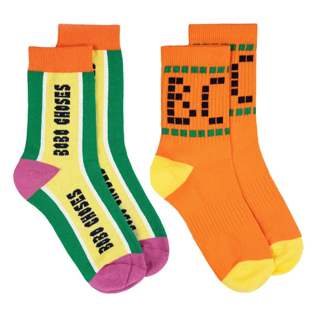 Lot de 2 Paires de Chaussettes Bobo Choses Coton Bio | Orange