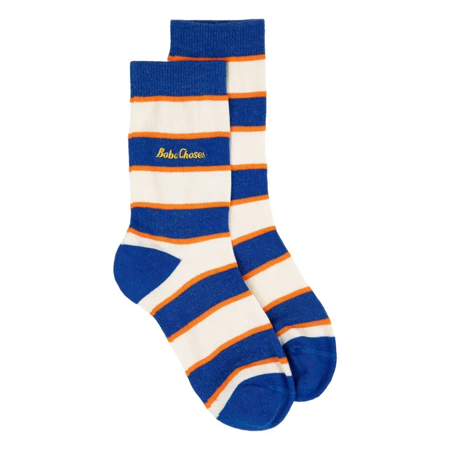 Calzini a righe in cotone biologico | Blu