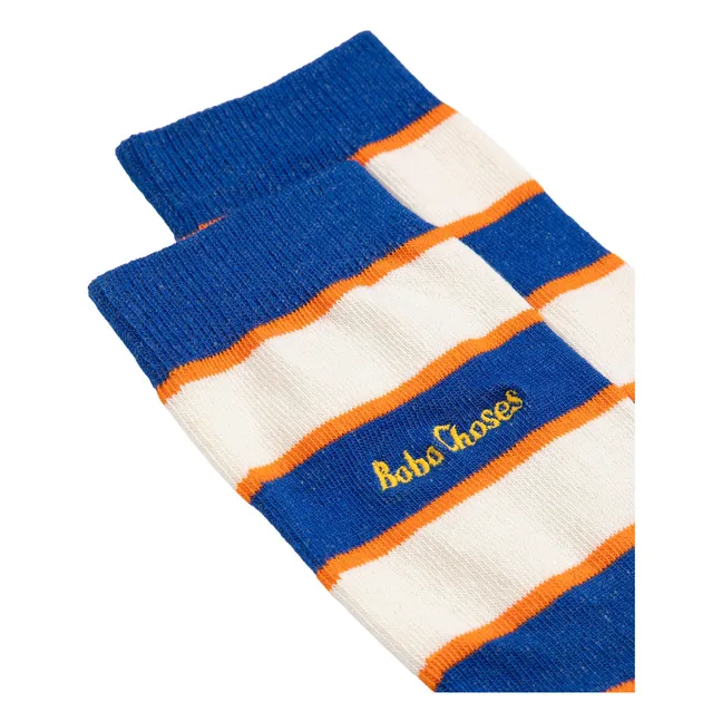 Calcetines de algodón orgánico a rayas | Azul