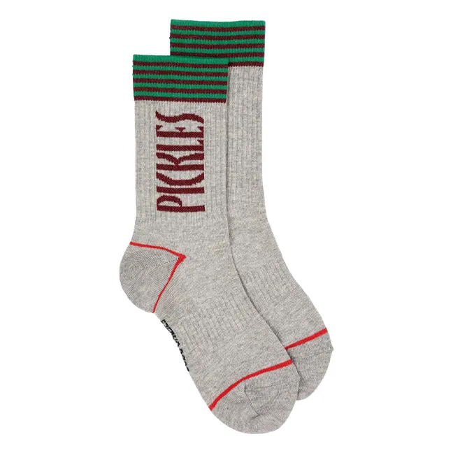 Socken Hoch Pickles Bio-Baumwolle | Grau Meliert