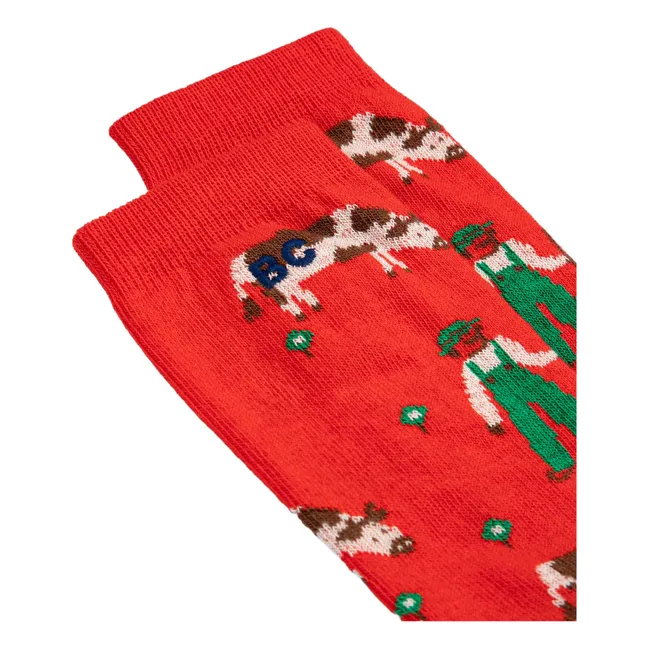 Chaussettes Hautes Ferme Coton Bio | Rouge