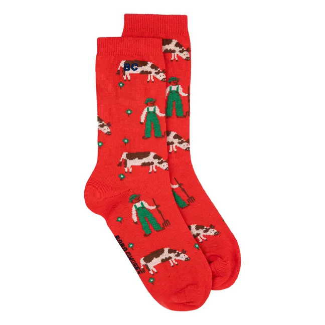 Chaussettes Hautes Ferme Coton Bio | Rouge