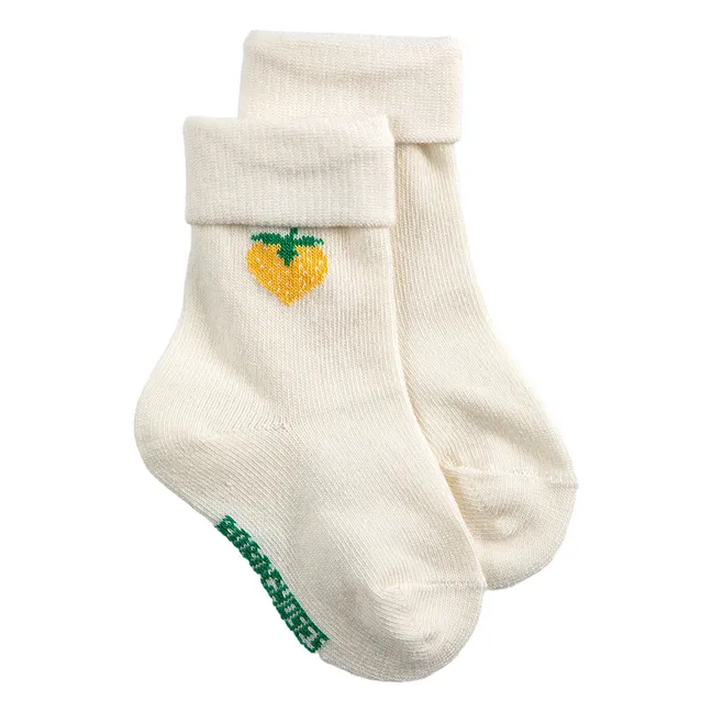 Set of 2 Pairs of Organic Cotton Strawberry Socks | Yellow
