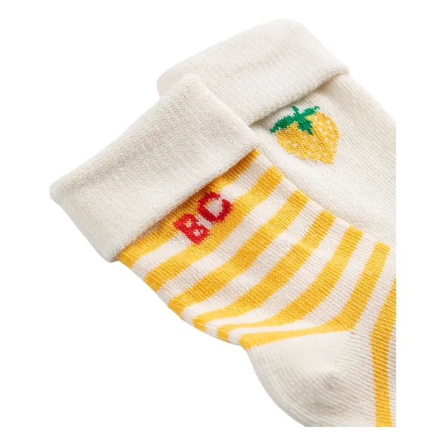 2 Paar Socken Erdbeere aus Bio-Baumwolle | Gelb