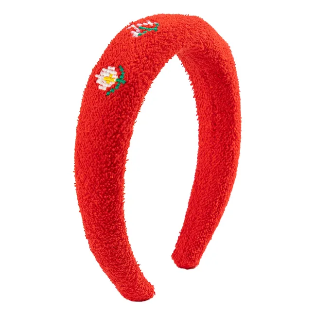 Serre-Tête Marguerites Eponge Fibres Recyclées | Rouge