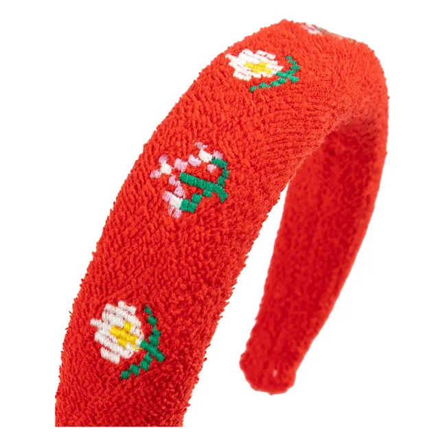 Serre-Tête Marguerites Eponge Fibres Recyclées | Rouge