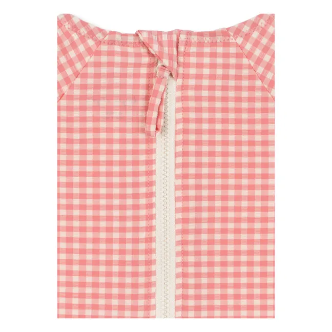 Maillot de Bain Manches Longues Etta Carreaux Fraises | Rose