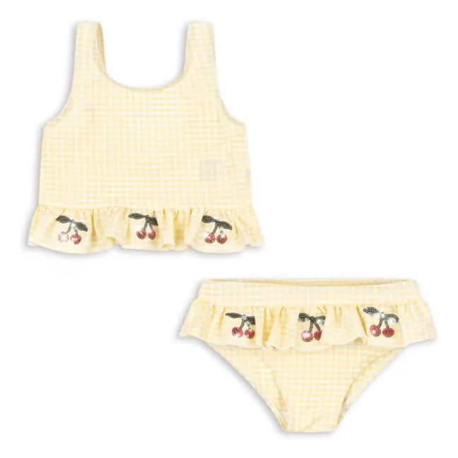 Maillot de Bain Etta Carreaux Cerises | Jaune