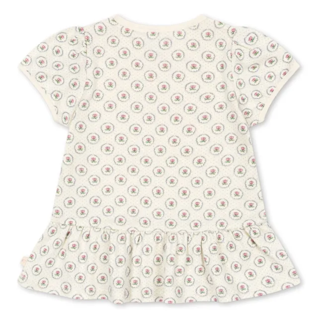 T-shirt Volants Géométrique Coton Bio | Ecru