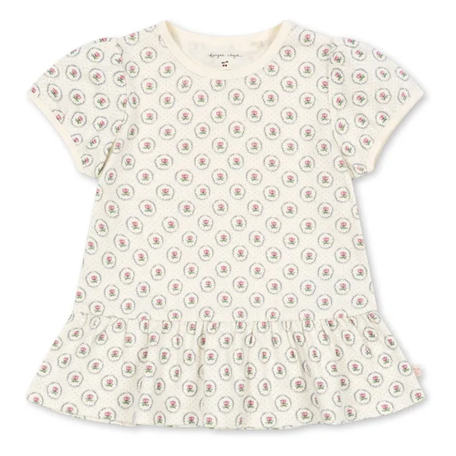 T-shirt Volants Géométrique Coton Bio | Ecru