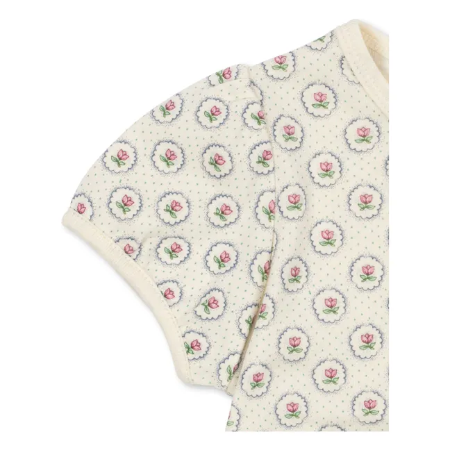 T-shirt Volants Géométrique Coton Bio | Ecru