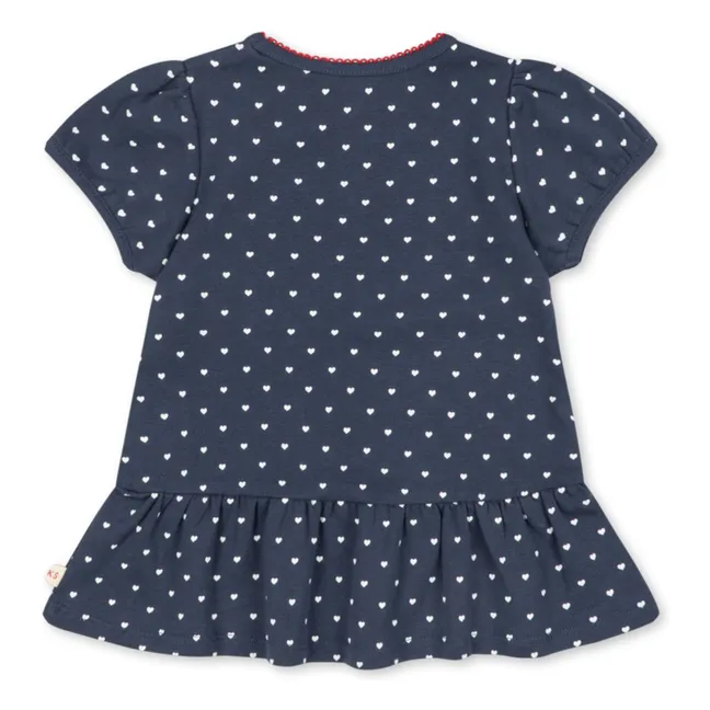 Ruffled T-shirt Organic cotton | Dark Blue