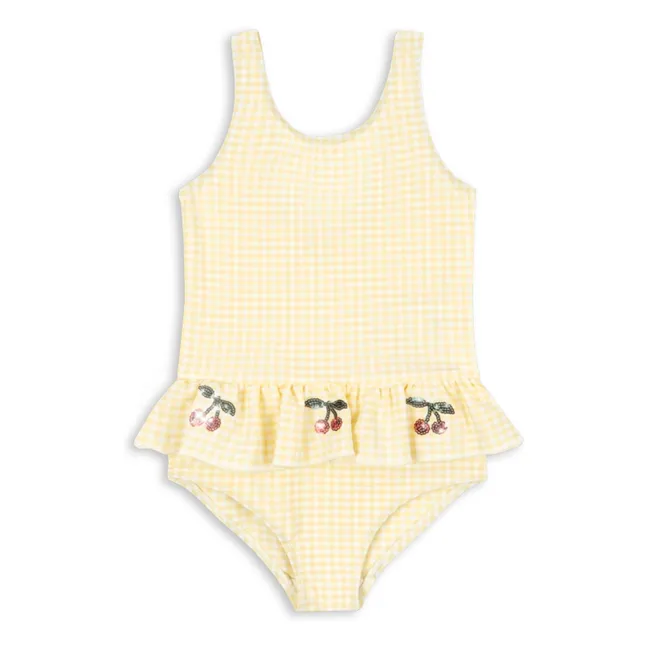 Etta Carreaux Cerises Ruffle Swimsuit | Yellow