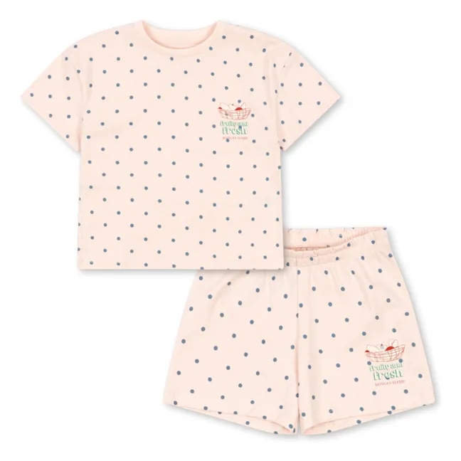 Ensemble T-shirt et Short Pois Coton Bio | Rose