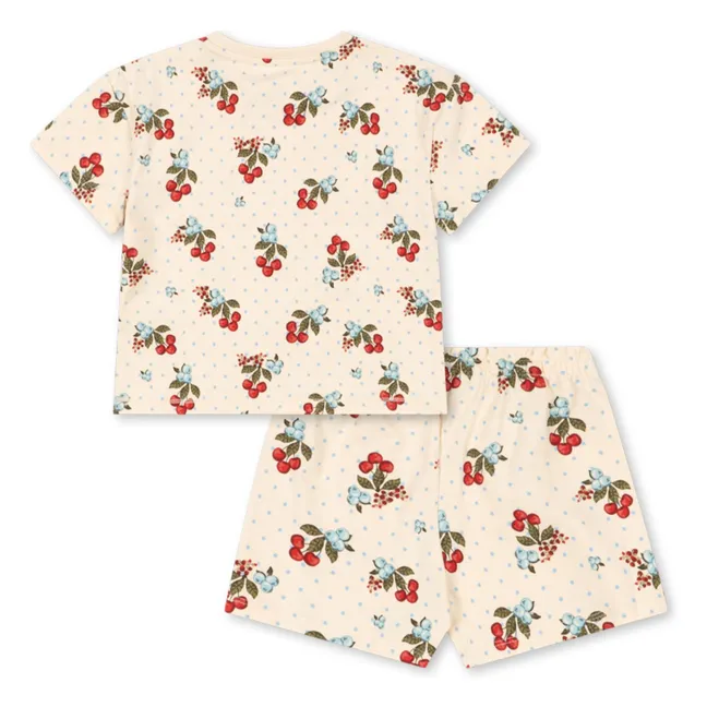 Set T-Shirt und Shorts Kirschen Bio-Baumwolle | Seidenfarben