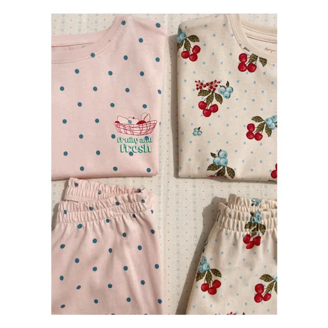Set T-Shirt und Shorts Kirschen Bio-Baumwolle | Seidenfarben