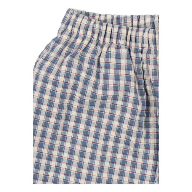 Short Kim Carreaux Coton Bio | Bleu