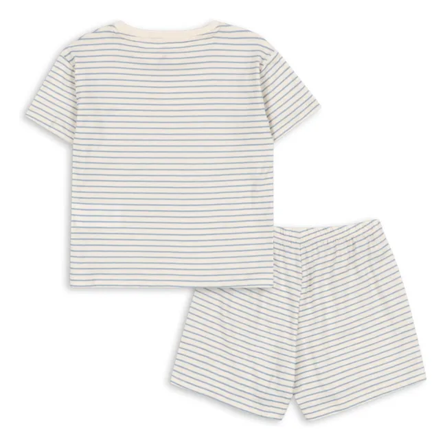 Conjunto de camiseta y pantalón corto de algodón orgánico a rayas Famo | Azul