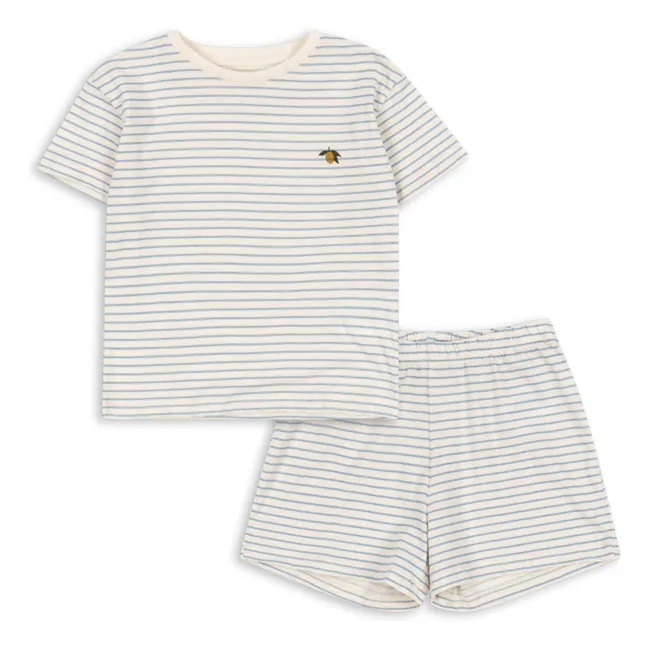 Set aus T-Shirt und Shorts Famo Gestreift Bio-Baumwolle | Blau