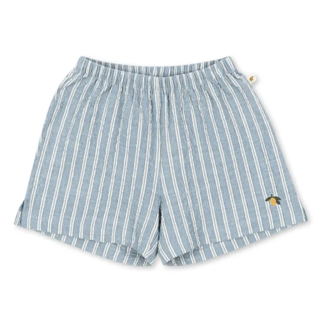 Short Elliot Rayé Coton Bio | Bleu