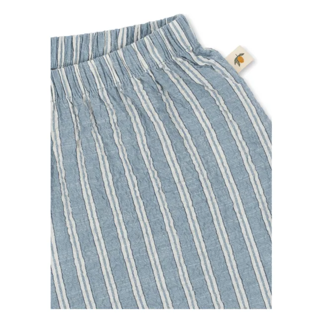 Elliot Striped Organic Cotton Shorts | Blue