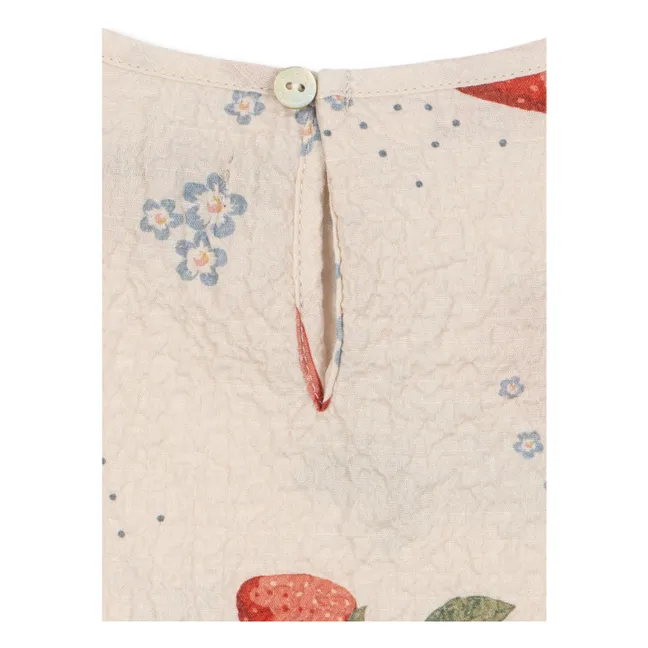 Ava Erdbeere Volants T-Shirt aus Bio-Baumwolle | Beige