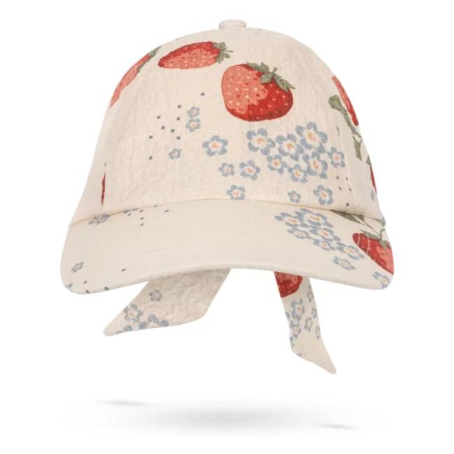 Gorra de algodón ecológico Ava Strawberry | Beige