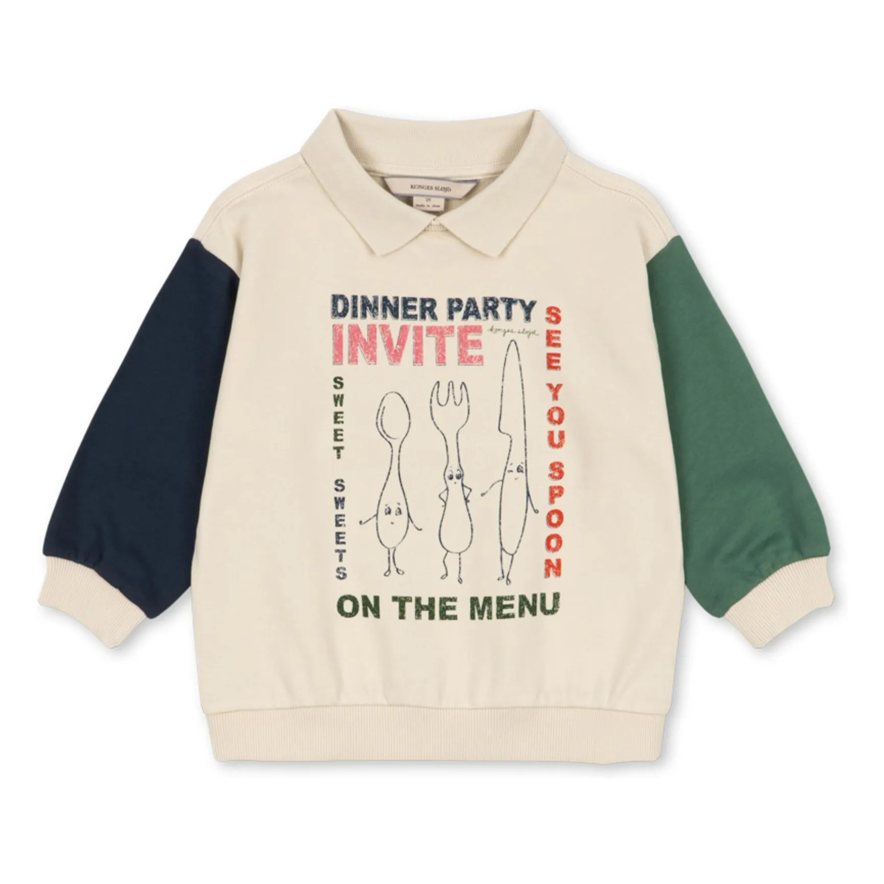 Konges Sløjd Beige Sweat Polo Spotty Dinner Party Organic Cotton