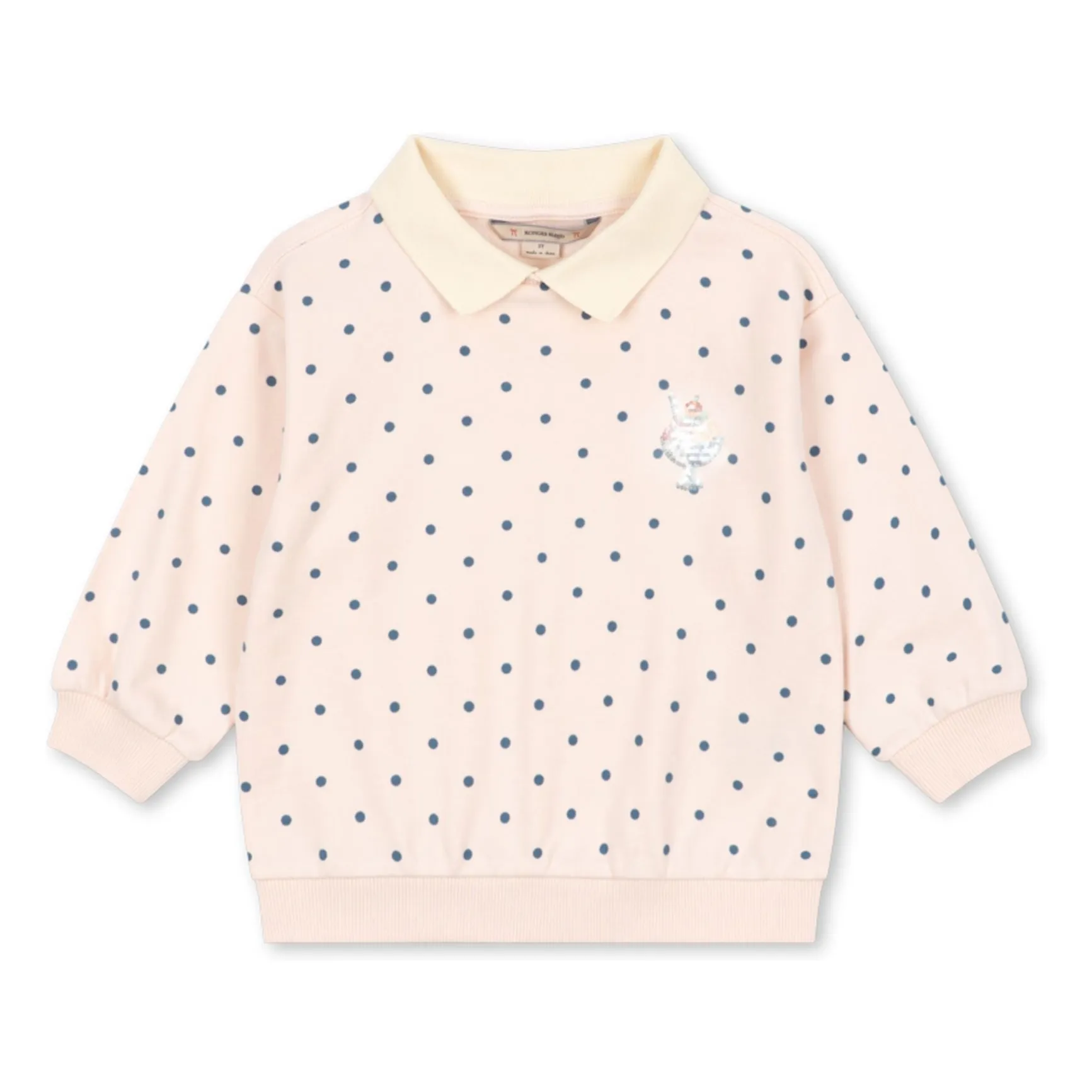 Konges Sløjd Pale Pink Sweat Polo Spotty Pois Coton Bio