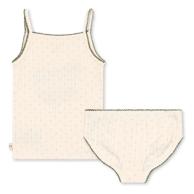 Minnie Cerises Organic Cotton Tank and Brief Set | Ecru