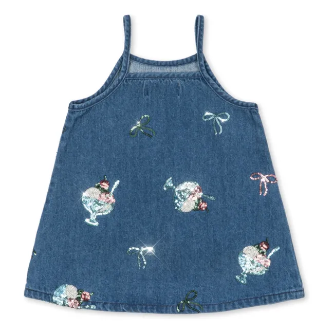 Sequined Denim Dress Magot Glaces Organic Cotton | Blue