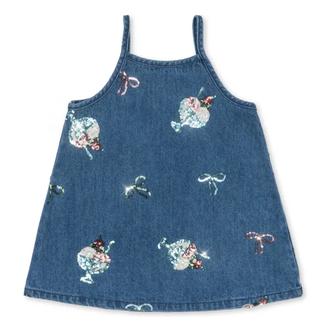 Sequined Denim Dress Magot Glaces Organic Cotton | Blue