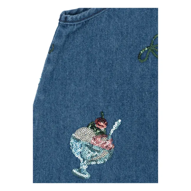 Sequined Denim Dress Magot Glaces Organic Cotton | Blue