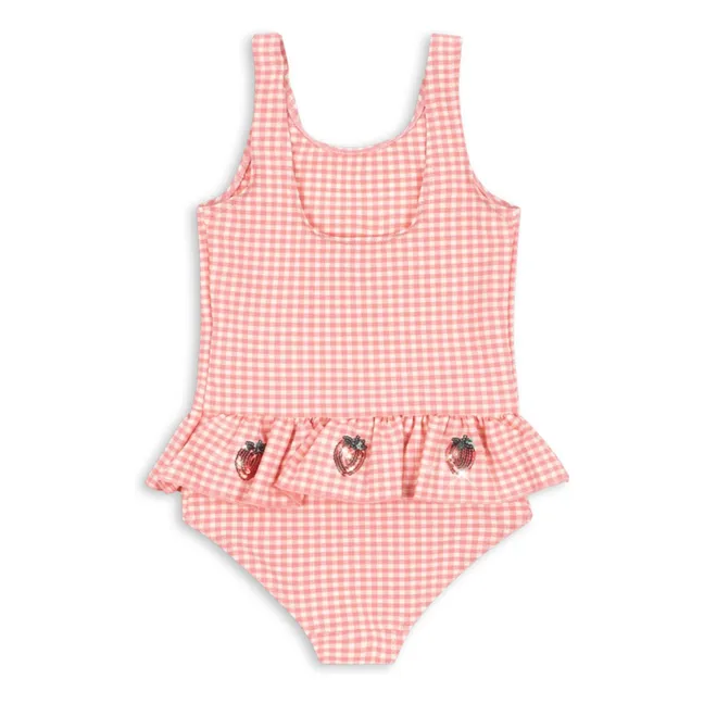 Maillot de Bain Volants Etta Carreaux Fraises | Rose