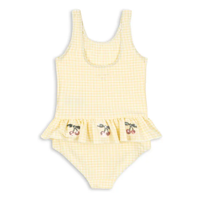 Etta Carreaux Cerises Ruffle Swimsuit | Yellow