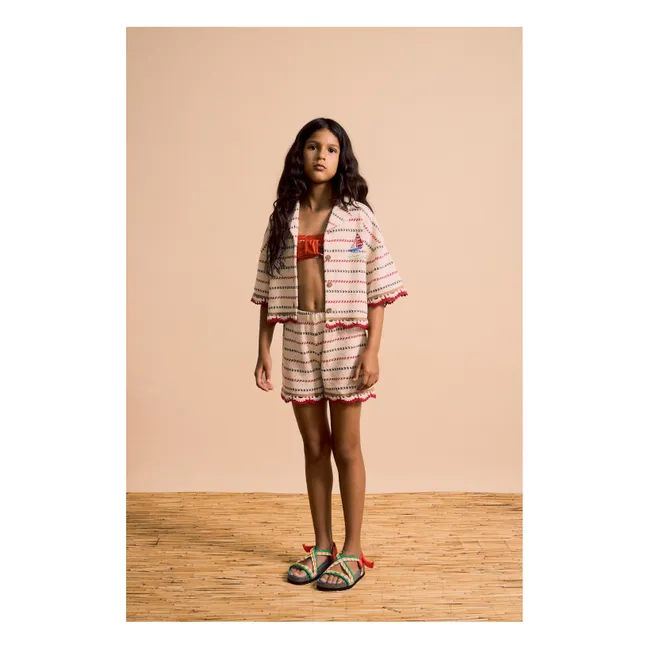 Camisa de malla a rayas | Crudo