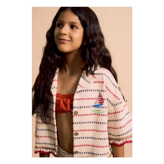 Camisa de malla a rayas | Crudo