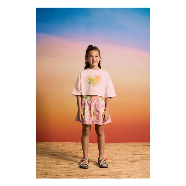 T-shirt Crop Oiseaux | Rose pâle