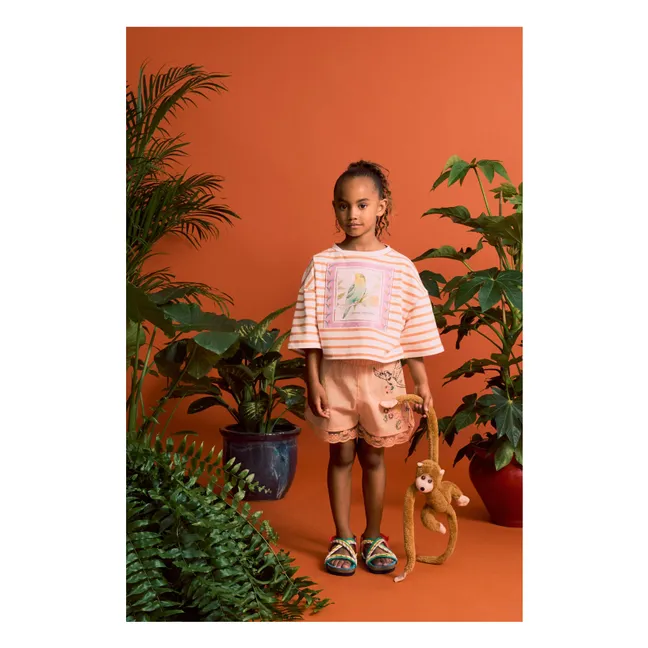 Short Brodé Oiseaux | Orange