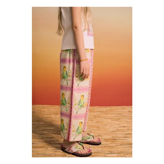 Birds Patchwork Pants | Pink