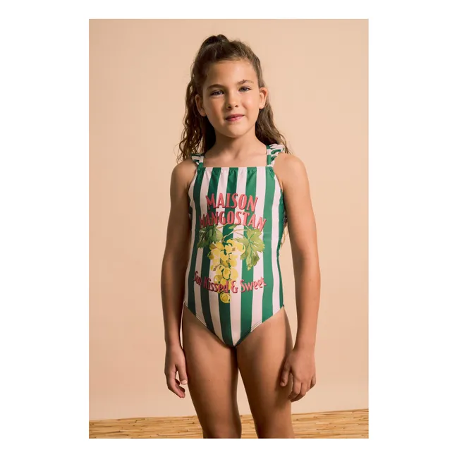 Maillot de Bain Rayé Raisin | Vert